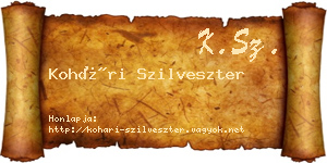 Kohári Szilveszter névjegykártya