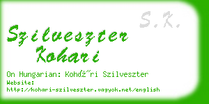 szilveszter kohari business card